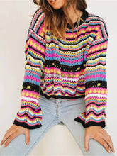 Mehrfarbig gestreifter Patchwork-Pullover